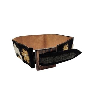 Women's Floral Design Hook And Loop Textile Belt